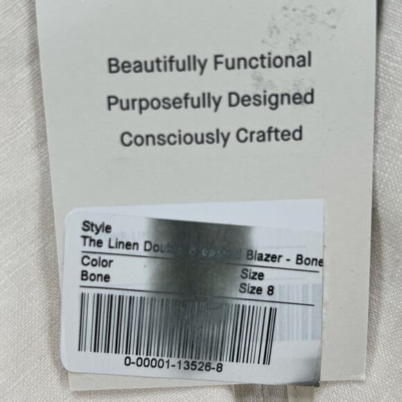 Everlane The Linen Double Breasted Blazer 8 Bone White Flax Relaxed Ethical NEW - Picture 13 of 16